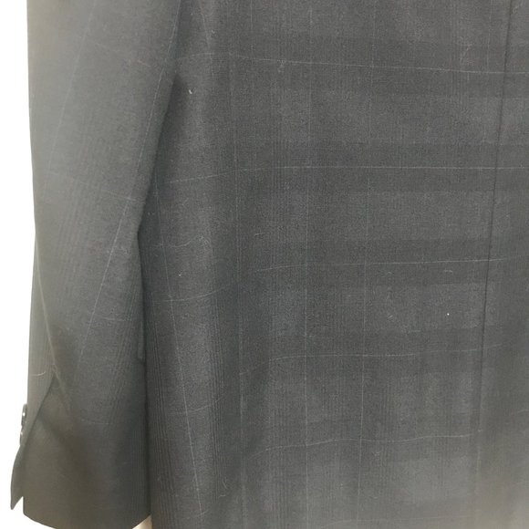 Harry Amies London Savile Row VTG Black Plaid Suit Size 42 Notch Collar 2 Button - Picture 5 of 11